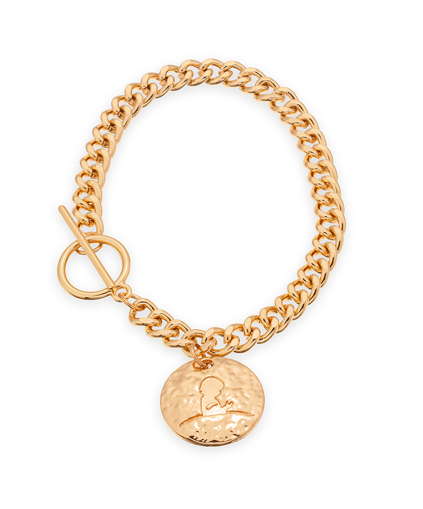 Primary image St. Jude Hammered Metal T-Bar Bracelet - Gold